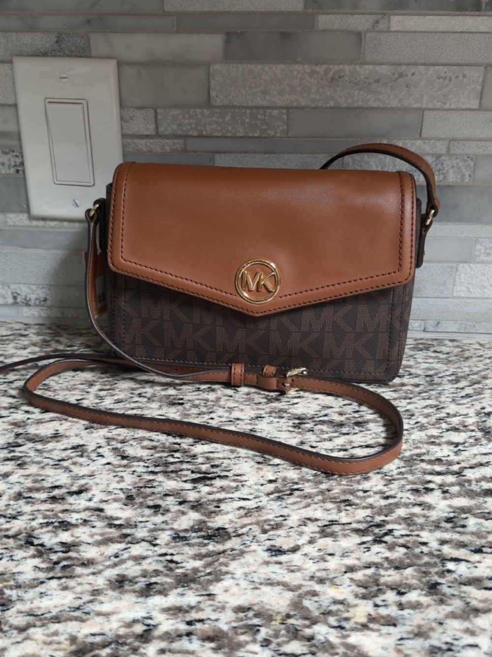 Michael Kors Brown & Tan Logo Crossbody Bag - Picture 2 of 4
